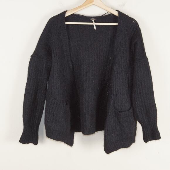 Free People Black Alpaca Open Front Cardigan Womens Sz XS - Picture 1 of 11